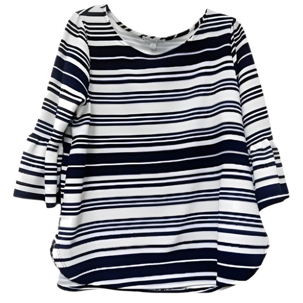 Green Envelope Navy/White Striped Top Size 1X
